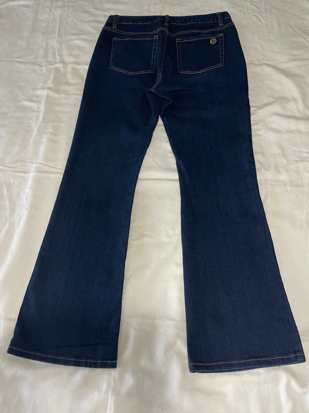 Michael Kors Boot Cut Blue Jeans Size 4 Denim 5 Pocket Mid Rise Logo Stretch